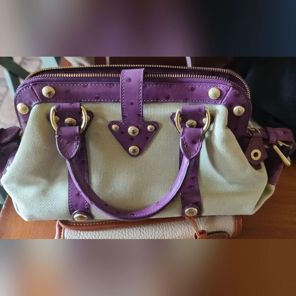 Louis Vuitton Sac de Nuit ..Purple and Cream with Gold Accents